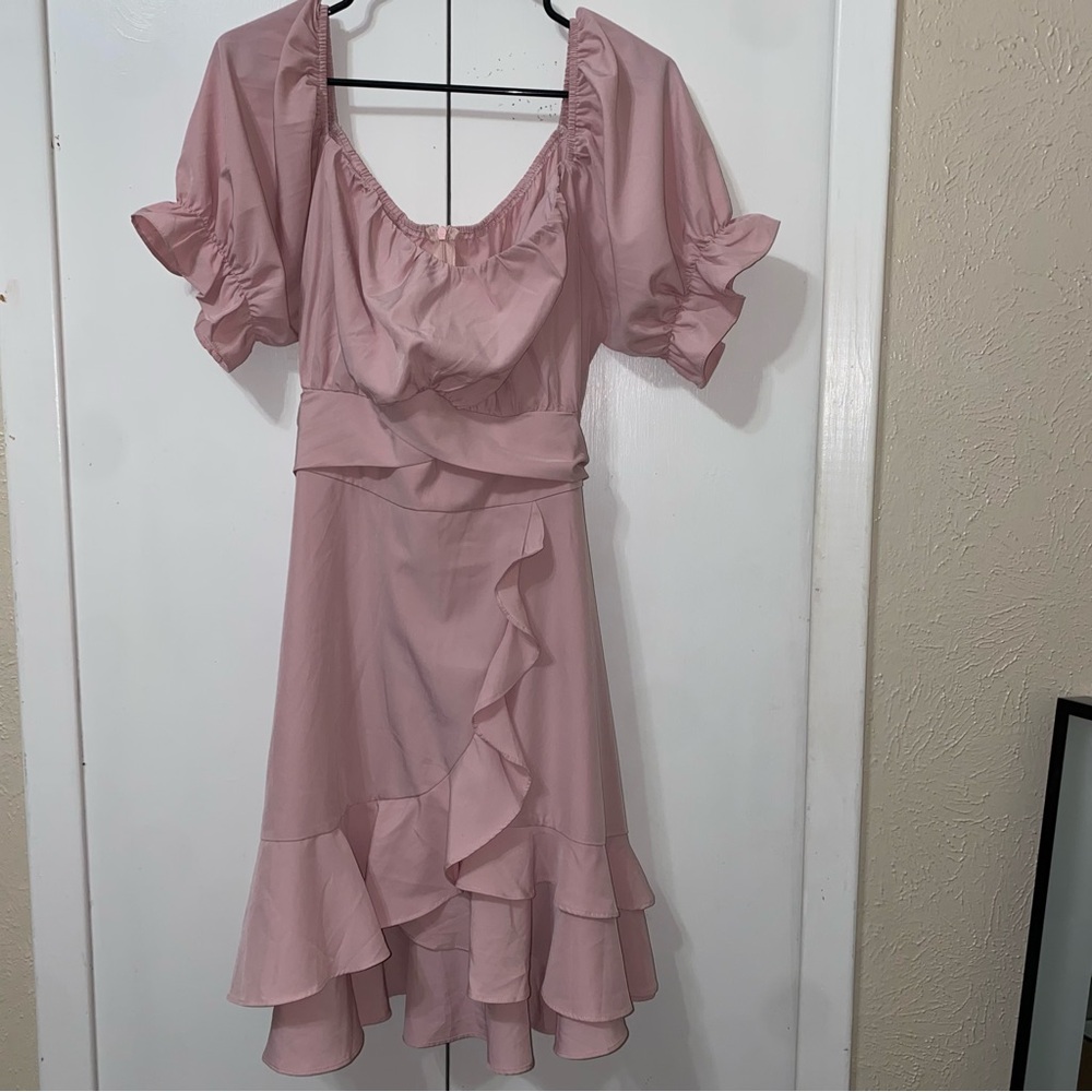 Pink High Low Ruffle Dress